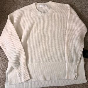 Everlane Cream Cashmere Waffle Crew Sweater Small